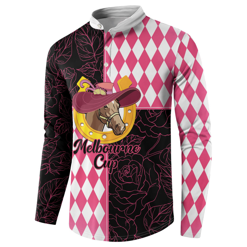Personalised Melbourne Cup Australia Button Sweatshirt Diamond Horse Racing Silks Inspired Pink