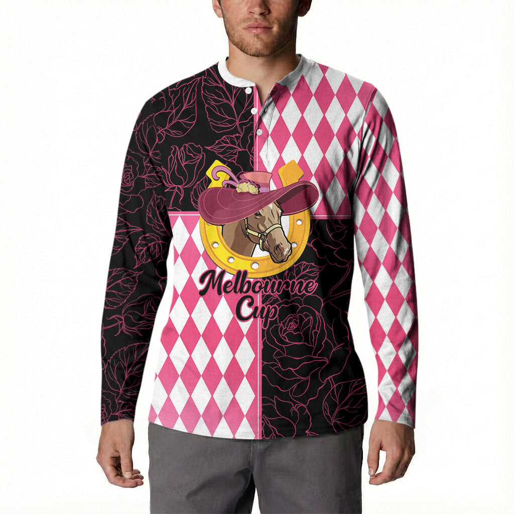 Personalised Melbourne Cup Australia Button Sweatshirt Diamond Horse Racing Silks Inspired Pink