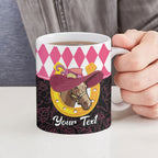 Personalised Melbourne Cup Australia Ceramic Mug Diamond Horse Racing Silks Inspired Pink