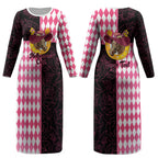 Personalised Melbourne Cup Australia Couples Matching Long Sleeve Bodycon Dress and Long Sleeve Button Shirt Diamond Horse Racing Silks Inspired Pink