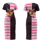 Personalised Melbourne Cup Australia Couples Matching Short Sleeve Bodycon Dress and Long Sleeve Button Shirt Diamond Horse Racing Silks Inspired Pink