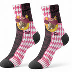 Personalised Melbourne Cup Australia Crew Socks Diamond Horse Racing Silks Inspired Pink