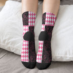 Personalised Melbourne Cup Australia Crew Socks Diamond Horse Racing Silks Inspired Pink