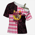 Personalised Melbourne Cup Australia Cross Shoulder Shirt Diamond Horse Racing Silks Inspired Pink