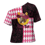 Personalised Melbourne Cup Australia Cross Shoulder Shirt Diamond Horse Racing Silks Inspired Pink