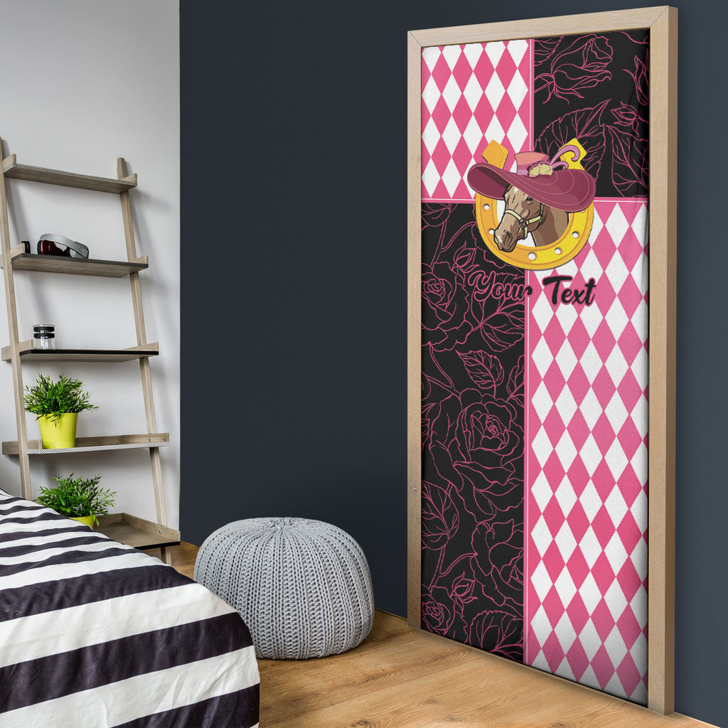 Personalised Melbourne Cup Australia Door Cover Diamond Horse Racing Silks Inspired Pink