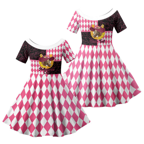Personalised Melbourne Cup Australia Family Matching Mermaid Dress and Hawaiian Shirt Diamond Horse Racing Silks Inspired Pink