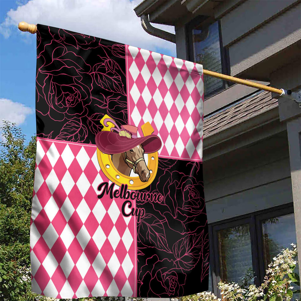 Melbourne Cup Australia Garden Flag Diamond Horse Racing Silks Inspired Pink