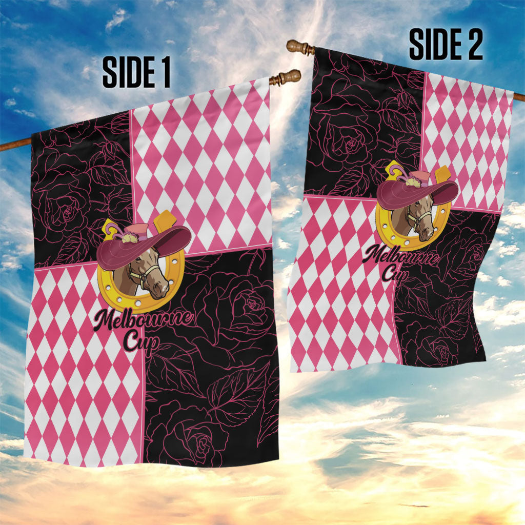 Melbourne Cup Australia Garden Flag Diamond Horse Racing Silks Inspired Pink