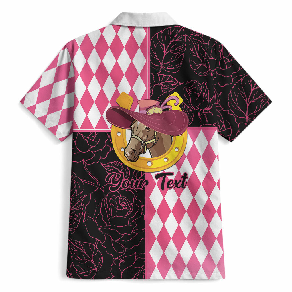 Personalised Melbourne Cup Australia Hawaiian Shirt Diamond Horse Racing Silks Inspired Pink