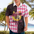 Personalised Melbourne Cup Australia Hawaiian Shirt Diamond Horse Racing Silks Inspired Pink