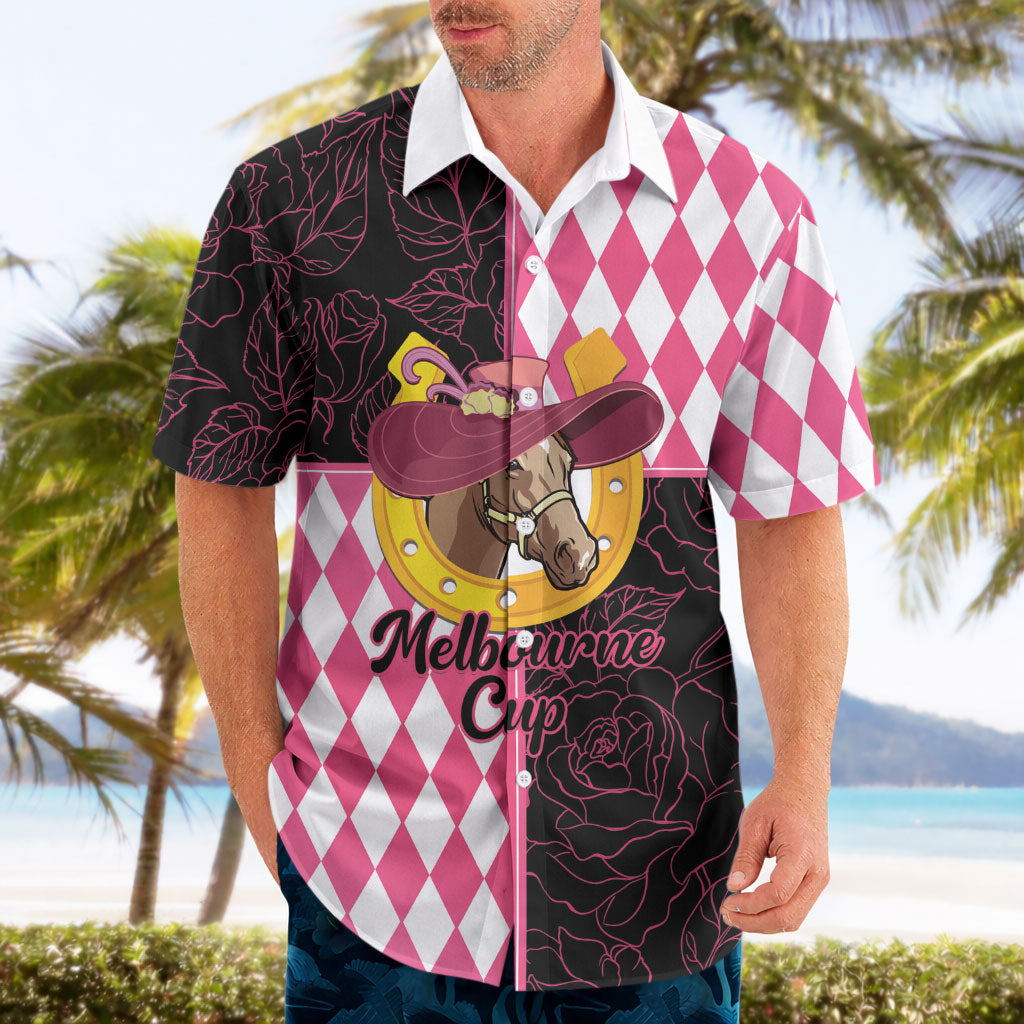 Personalised Melbourne Cup Australia Hawaiian Shirt Diamond Horse Racing Silks Inspired Pink