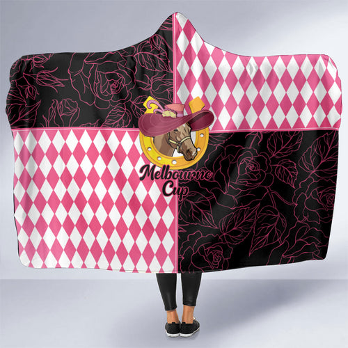 Melbourne Cup Australia Hooded Blanket Diamond Horse Racing Silks Inspired Pink