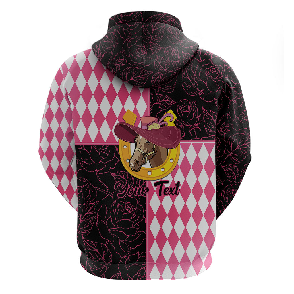 Personalised Melbourne Cup Australia Hoodie Diamond Horse Racing Silks Inspired Pink
