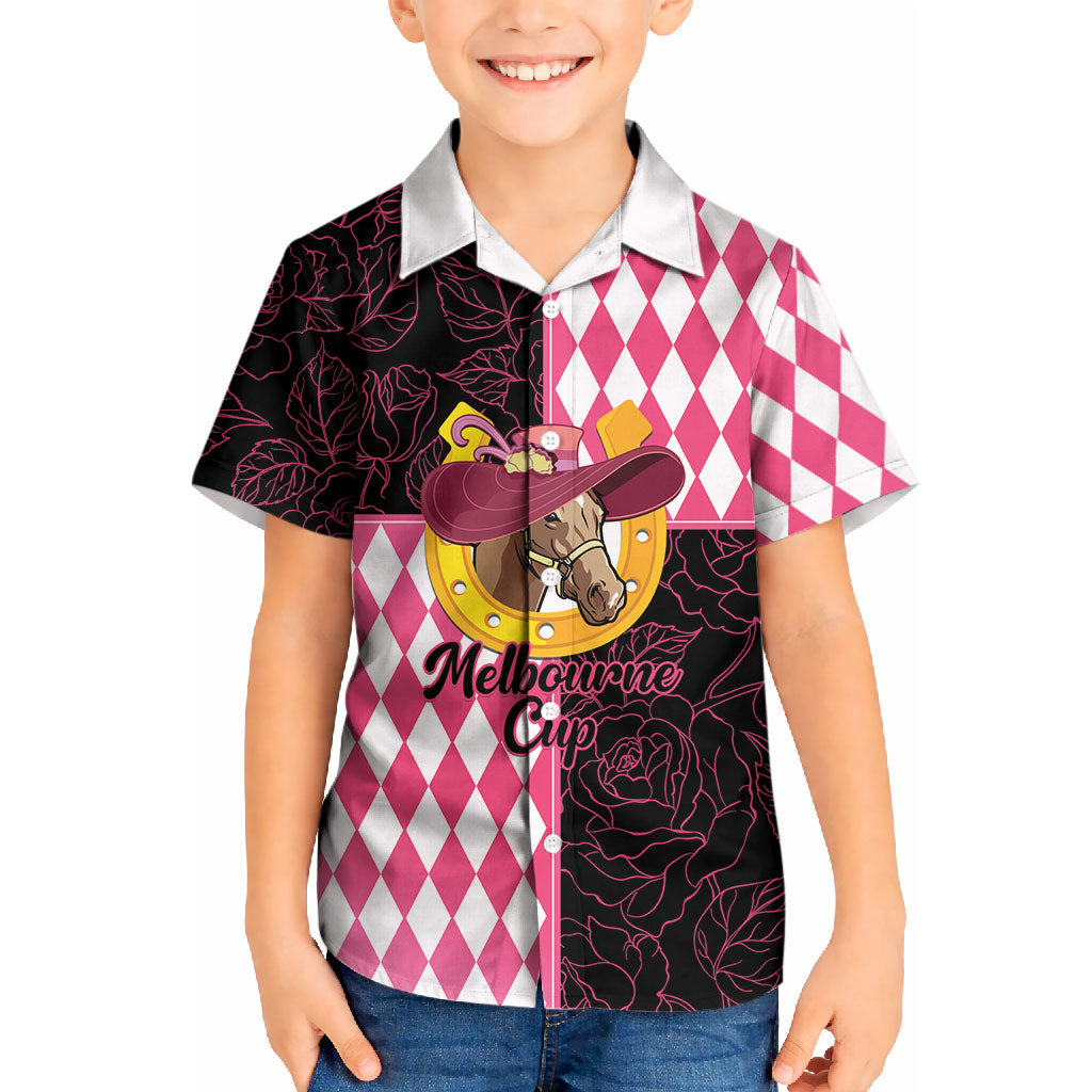 Personalised Melbourne Cup Australia Kid Hawaiian Shirt Diamond Horse Racing Silks Inspired Pink