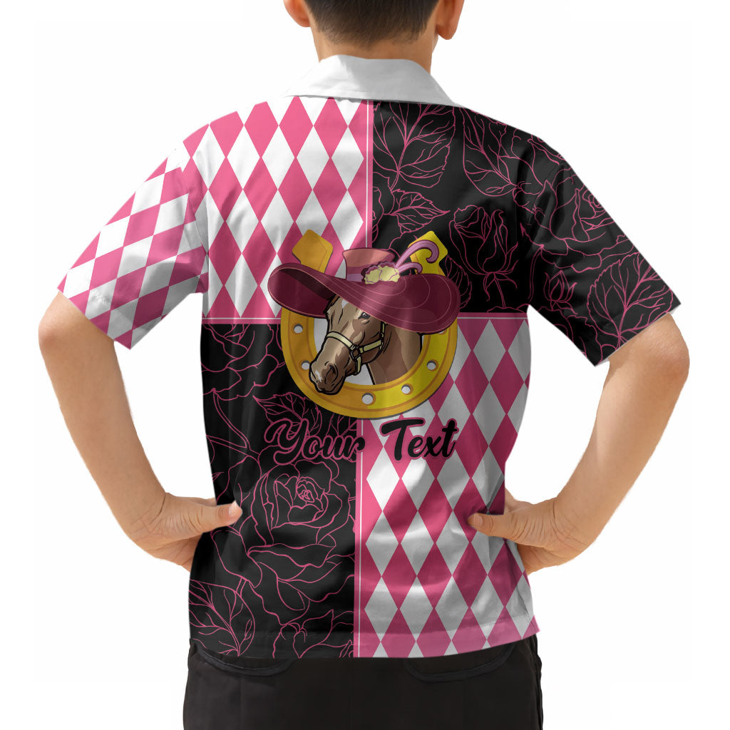 Personalised Melbourne Cup Australia Kid Hawaiian Shirt Diamond Horse Racing Silks Inspired Pink