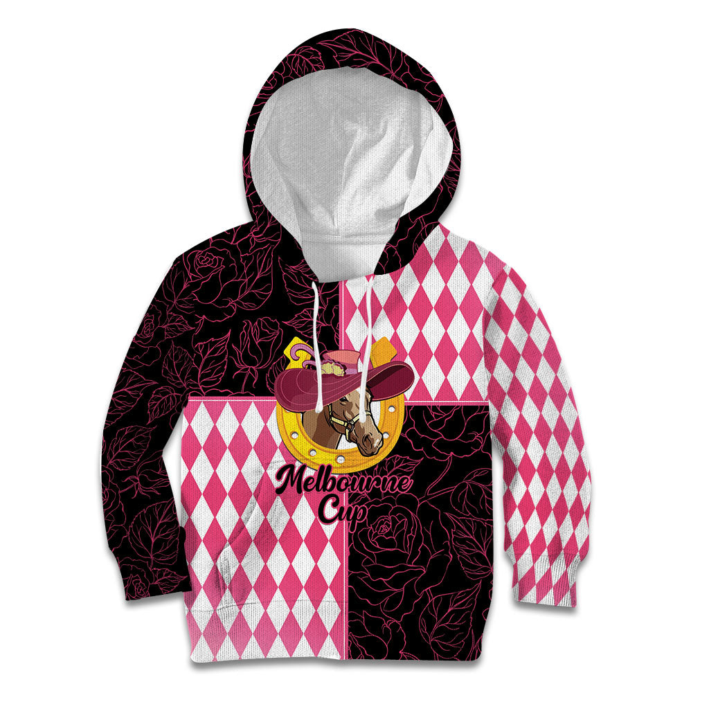Personalised Melbourne Cup Australia Kid Hoodie Diamond Horse Racing Silks Inspired Pink