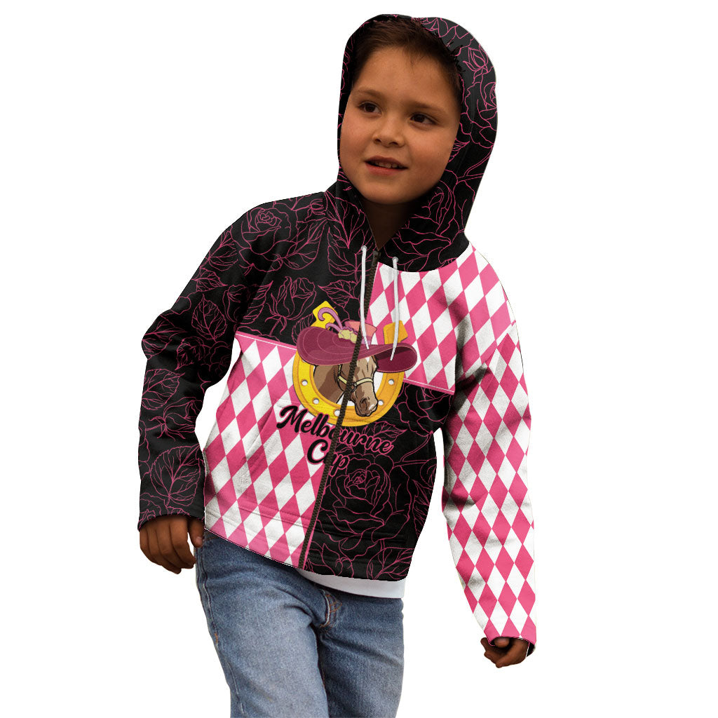Personalised Melbourne Cup Australia Kid Hoodie Diamond Horse Racing Silks Inspired Pink