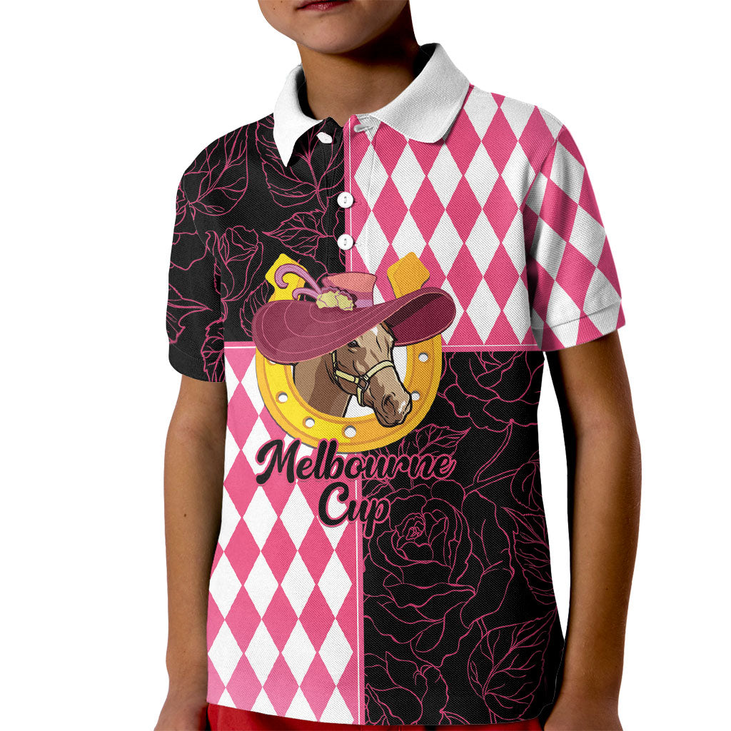 Personalised Melbourne Cup Australia Kid Polo Shirt Diamond Horse Racing Silks Inspired Pink