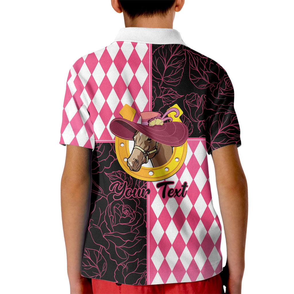 Personalised Melbourne Cup Australia Kid Polo Shirt Diamond Horse Racing Silks Inspired Pink