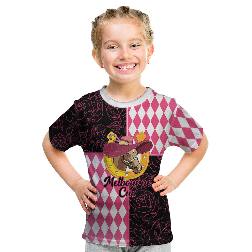 Personalised Melbourne Cup Australia Kid T Shirt Diamond Horse Racing Silks Inspired Pink