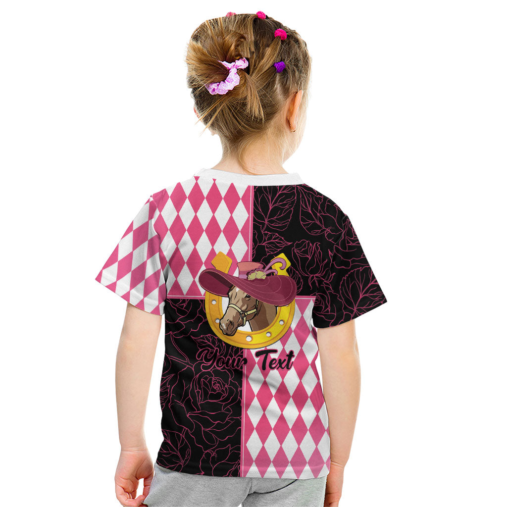 Personalised Melbourne Cup Australia Kid T Shirt Diamond Horse Racing Silks Inspired Pink