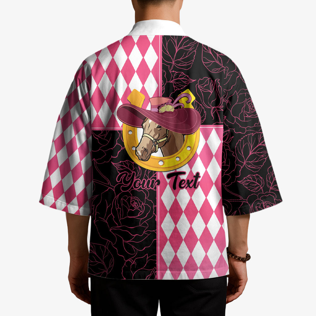 Personalised Melbourne Cup Australia Kimono Diamond Horse Racing Silks Inspired Pink