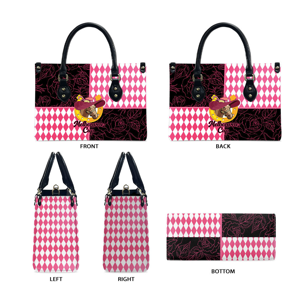 Melbourne Cup Australia Leather Bag Diamond Horse Racing Silks Inspired Pink