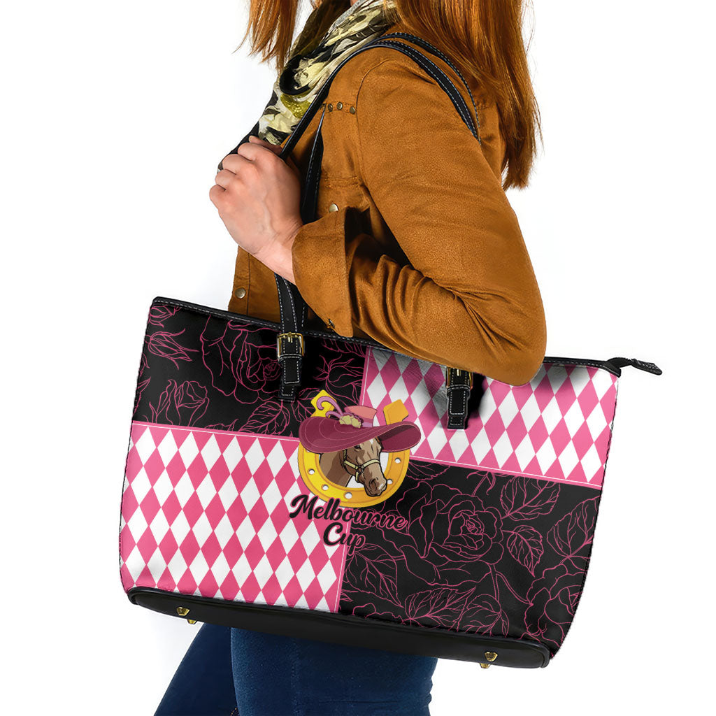 Melbourne Cup Australia Leather Tote Bag Diamond Horse Racing Silks Inspired Pink