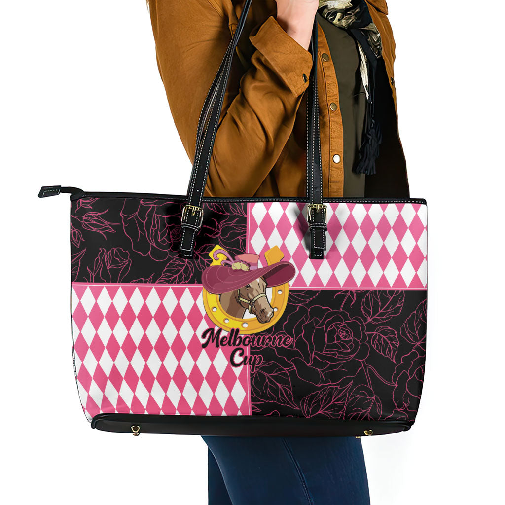 Melbourne Cup Australia Leather Tote Bag Diamond Horse Racing Silks Inspired Pink