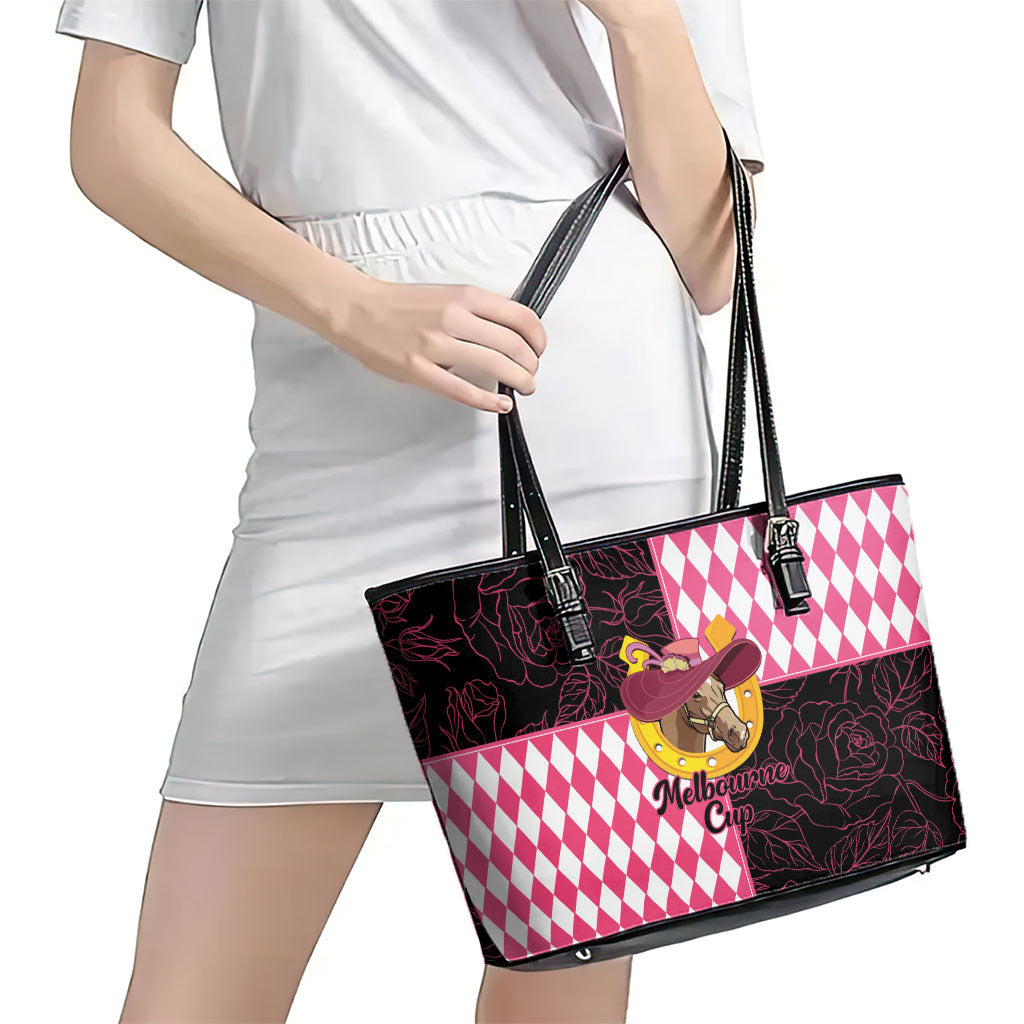 Melbourne Cup Australia Leather Tote Bag Diamond Horse Racing Silks Inspired Pink