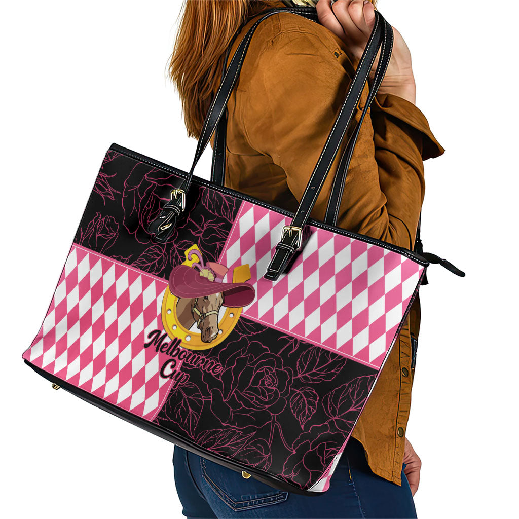 Melbourne Cup Australia Leather Tote Bag Diamond Horse Racing Silks Inspired Pink