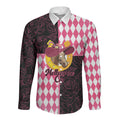 Personalised Melbourne Cup Australia Long Sleeve Button Shirt Diamond Horse Racing Silks Inspired Pink