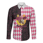 Personalised Melbourne Cup Australia Long Sleeve Button Shirt Diamond Horse Racing Silks Inspired Pink