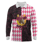 Personalised Melbourne Cup Australia Long Sleeve Polo Shirt Diamond Horse Racing Silks Inspired Pink