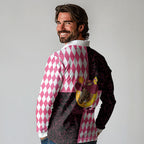 Personalised Melbourne Cup Australia Long Sleeve Polo Shirt Diamond Horse Racing Silks Inspired Pink