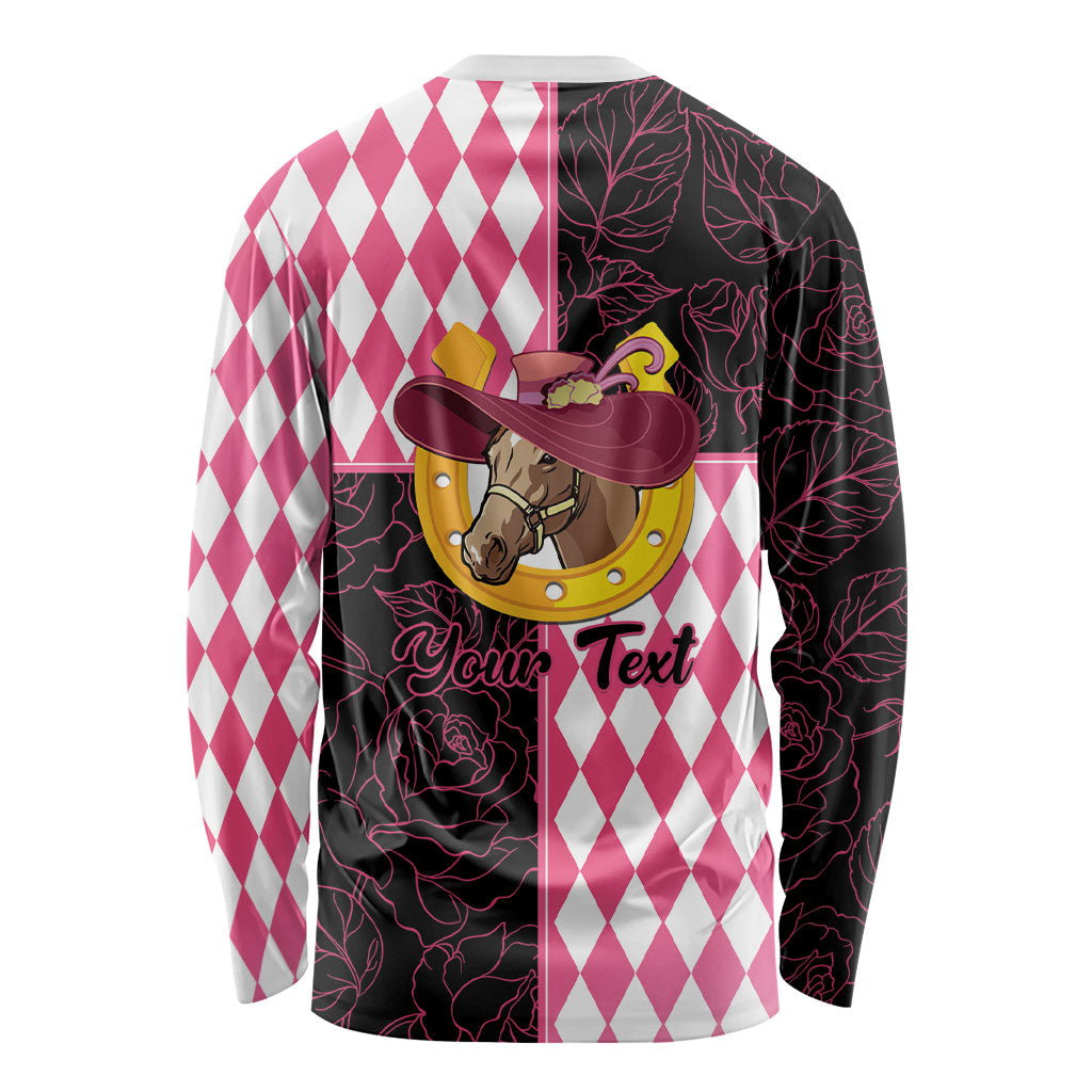 Personalised Melbourne Cup Australia Long Sleeve Shirt Diamond Horse Racing Silks Inspired Pink