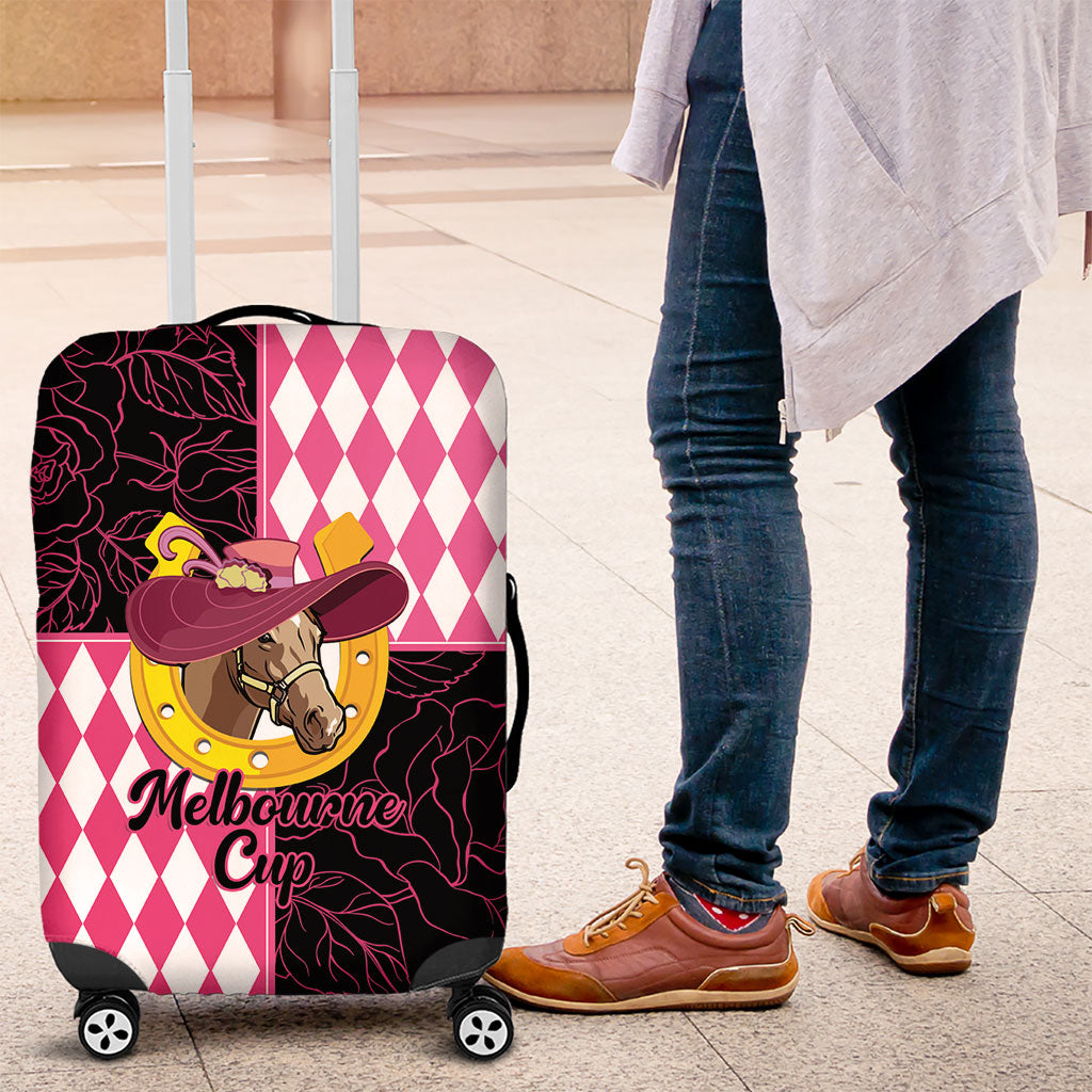 Melbourne Cup Australia Luggage Cover Diamond Horse Racing Silks Inspired Pink