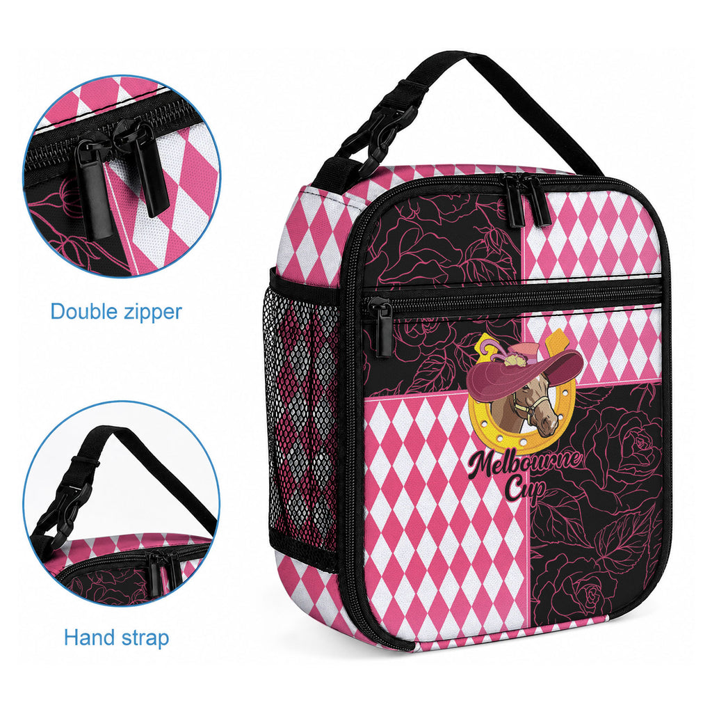 Melbourne Cup Australia Lunch Bag Diamond Horse Racing Silks Inspired Pink