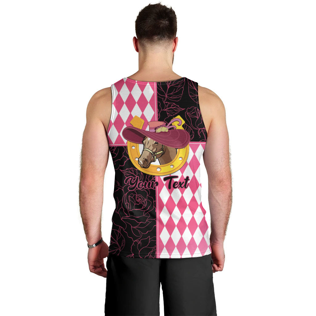 Personalised Melbourne Cup Australia Men Tank Top Diamond Horse Racing Silks Inspired Pink