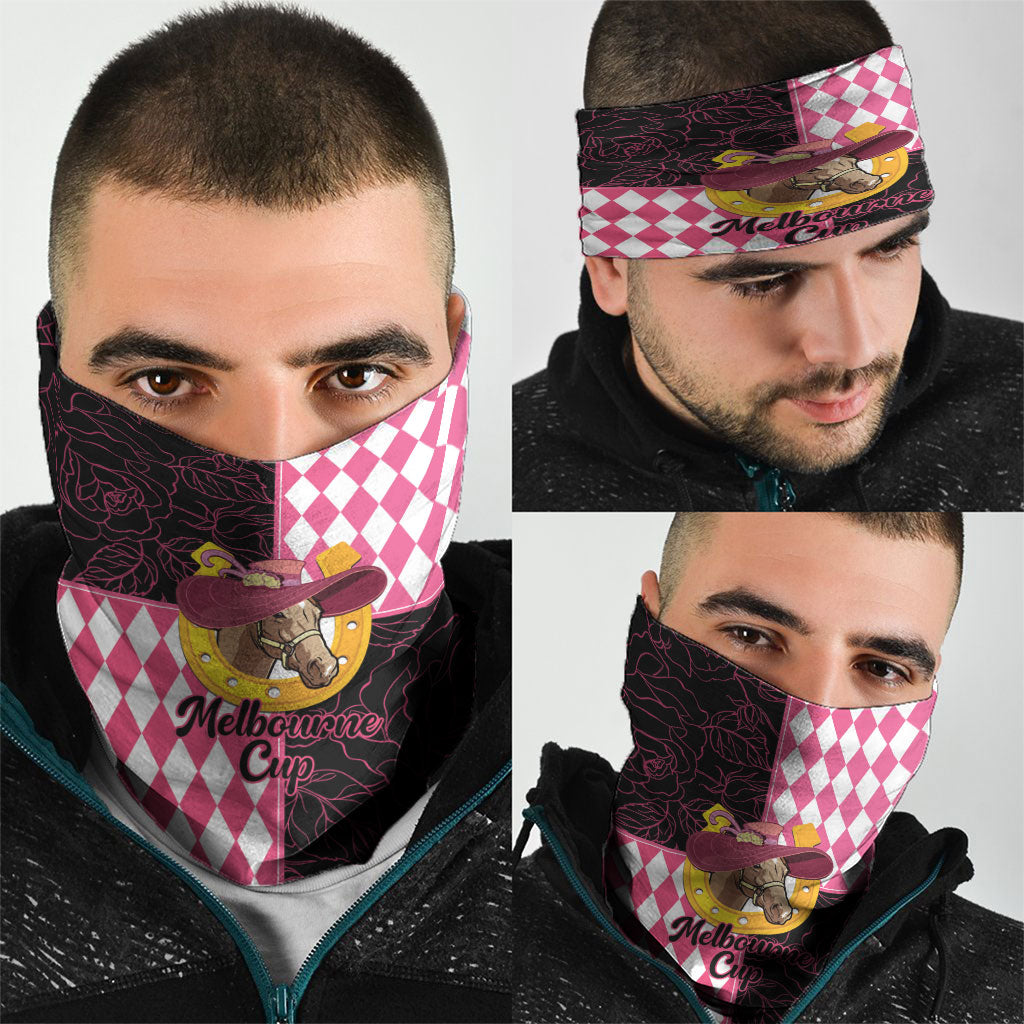Melbourne Cup Australia Neck Gaiter Diamond Horse Racing Silks Inspired Pink
