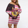 Personalised Melbourne Cup Australia Off Shoulder Short Dress Diamond Horse Racing Silks Inspired Pink