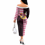 Personalised Melbourne Cup Australia Off The Shoulder Long Sleeve Dress Diamond Horse Racing Silks Inspired Pink
