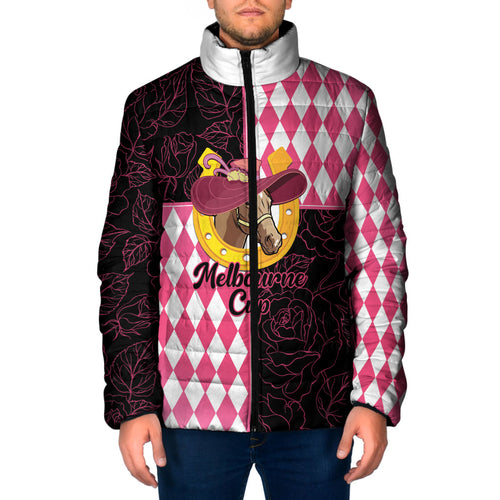 Personalised Melbourne Cup Australia Padded Jacket Diamond Horse Racing Silks Inspired Pink