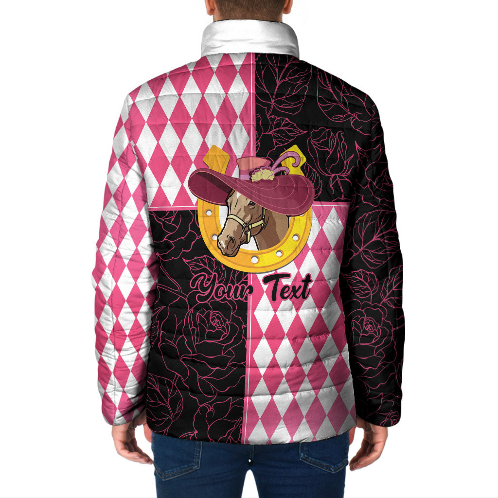 Personalised Melbourne Cup Australia Padded Jacket Diamond Horse Racing Silks Inspired Pink