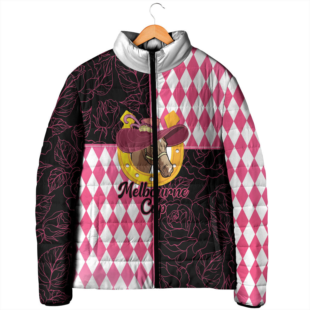 Personalised Melbourne Cup Australia Padded Jacket Diamond Horse Racing Silks Inspired Pink