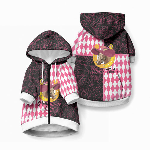 Personalised Melbourne Cup Australia Pet Hoodie Diamond Horse Racing Silks Inspired Pink