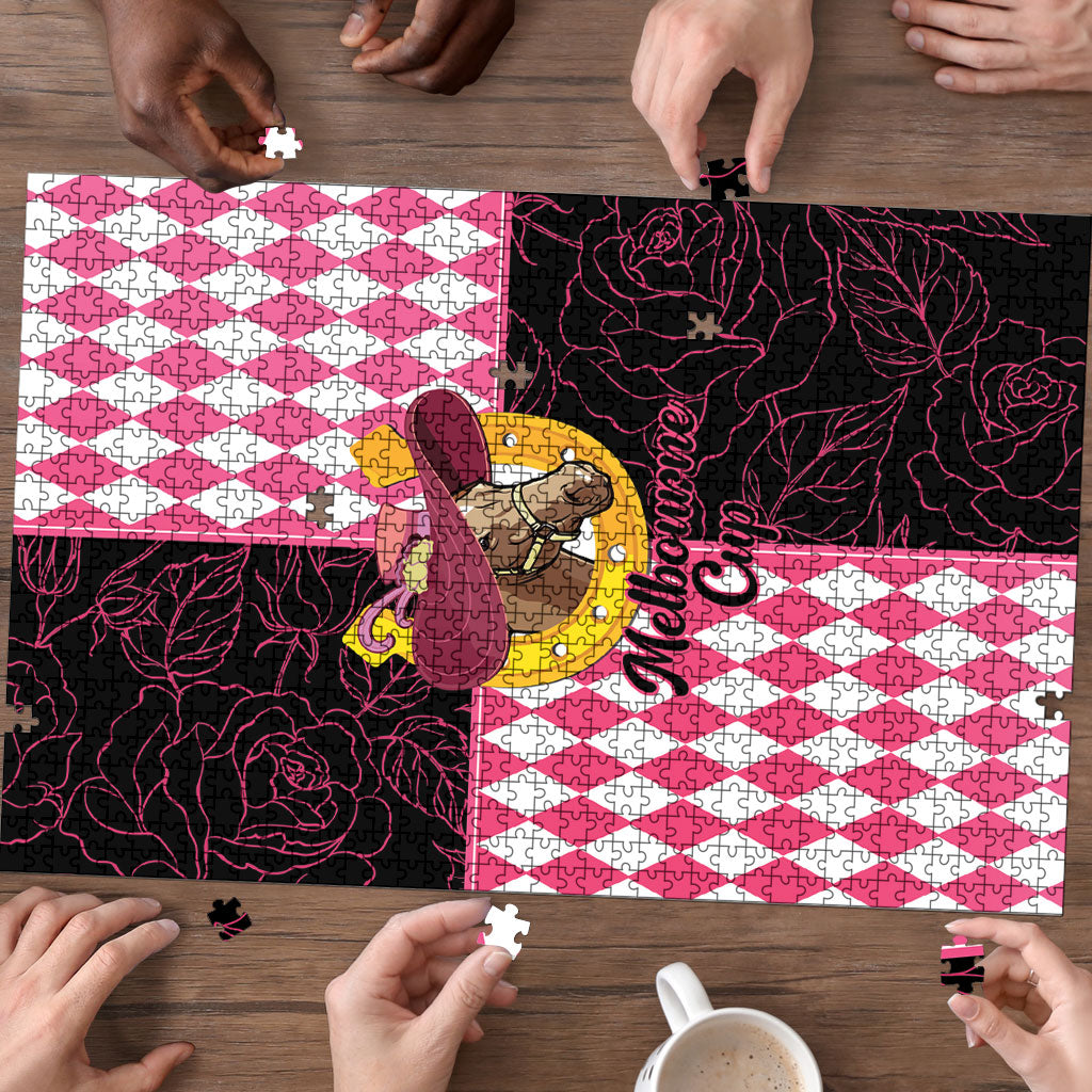 Melbourne Cup Australia Puzzle Diamond Horse Racing Silks Inspired Pink