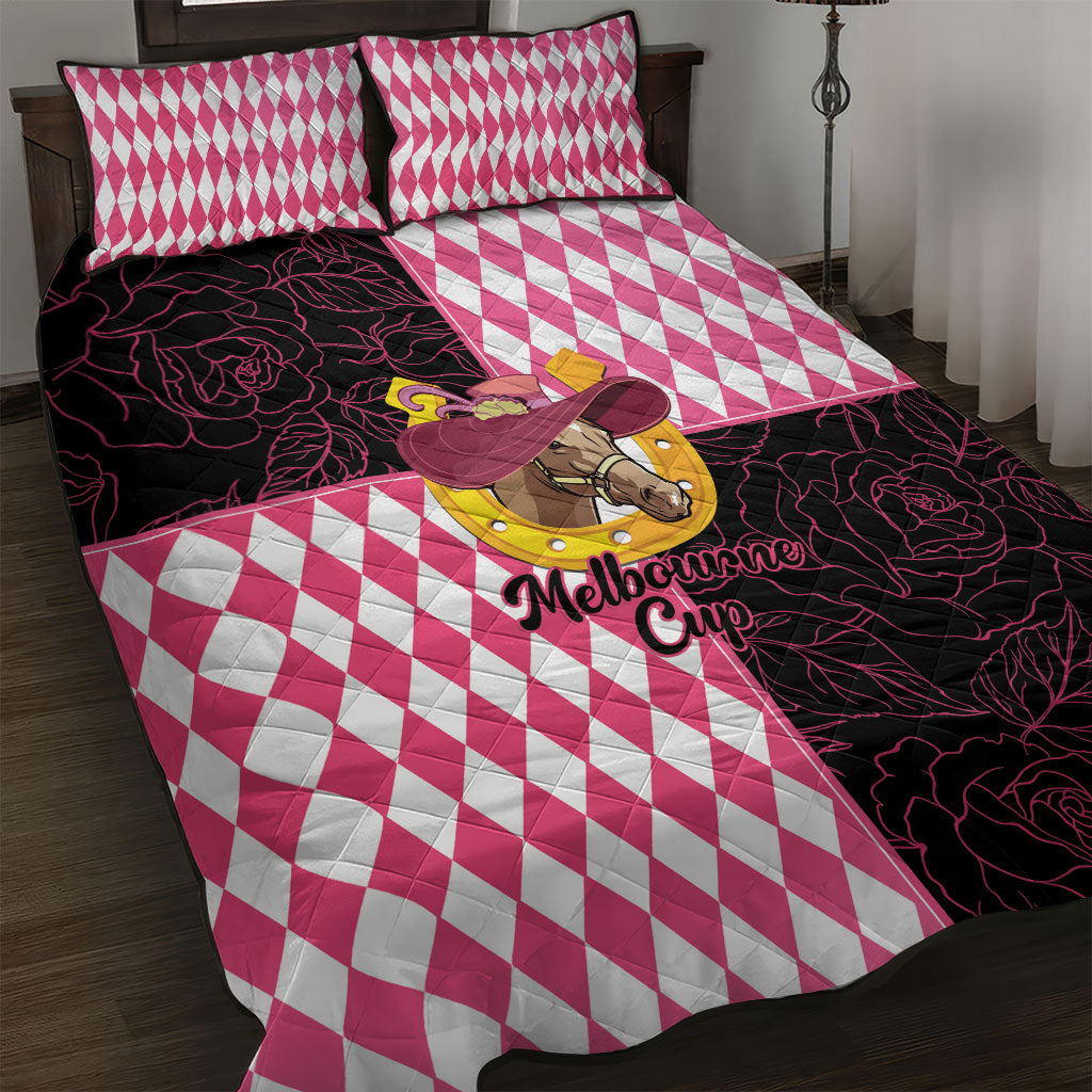Melbourne Cup Australia Quilt Bed Set Diamond Horse Racing Silks Inspired Pink