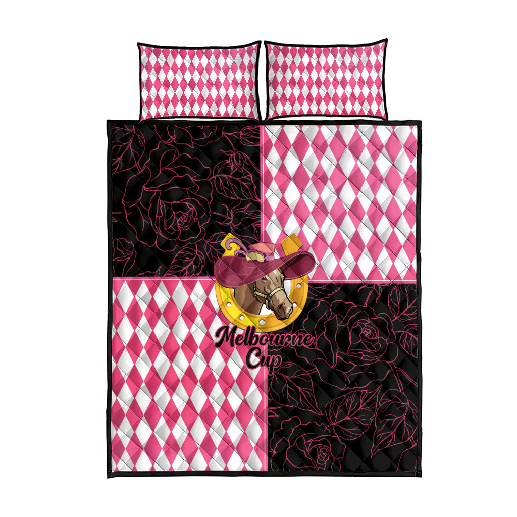 Melbourne Cup Australia Quilt Bed Set Diamond Horse Racing Silks Inspired Pink